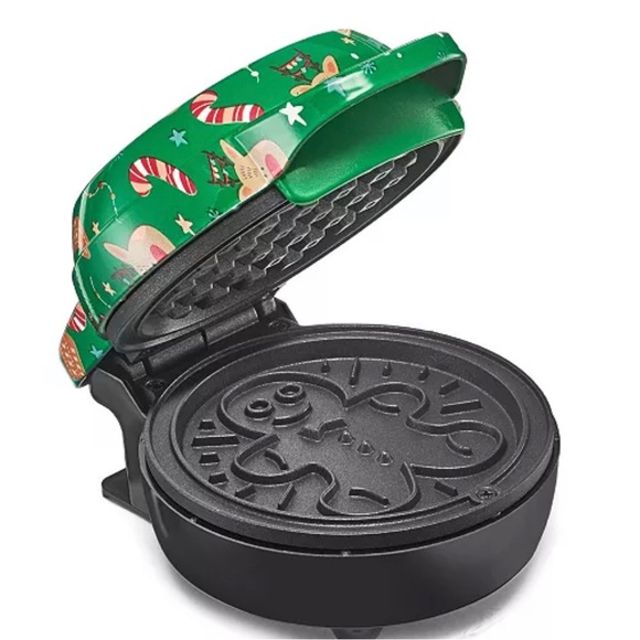 Gift alert !! Printed Mini Waffle Maker - Green Reindeer
